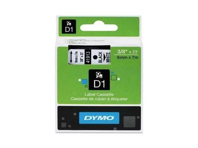 Dymo Black On White 3/8 x 23 D1 Tape