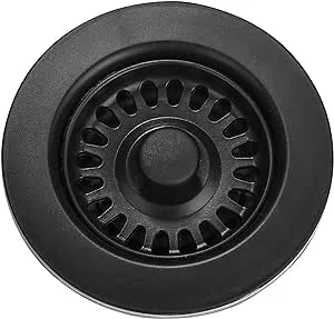 Serene Valley 3-1/2 inch Kitchen Sink Strainer Assembly with Stopper for Matching Color of Granite or Fireclay Sinks (Black)