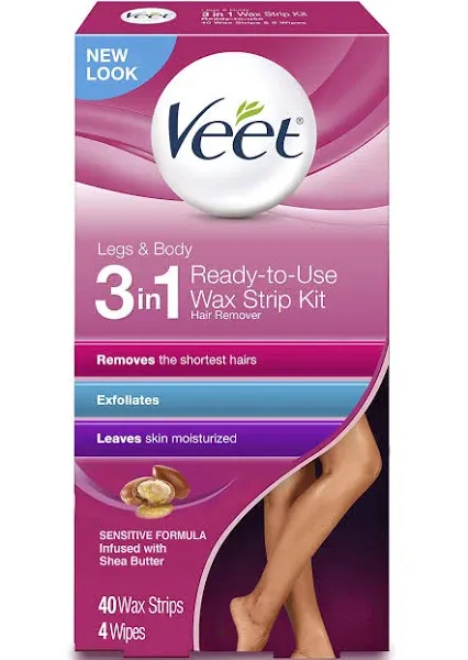 Veet Leg And Body Hair Remover Cold Wax Strips, 40 Ct (Pack Of 2)