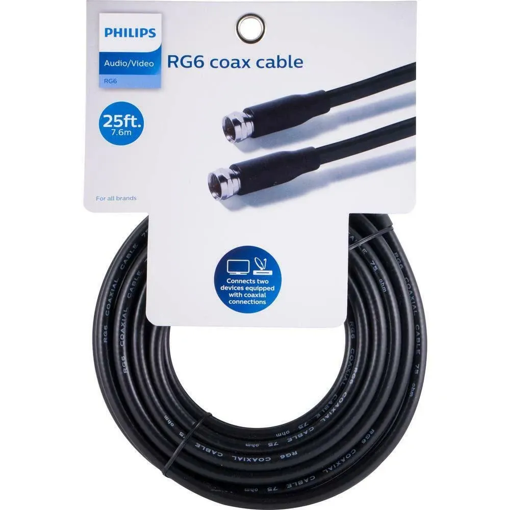 New Philips Audio/Video RG6 Coax Cable 25 Ft.