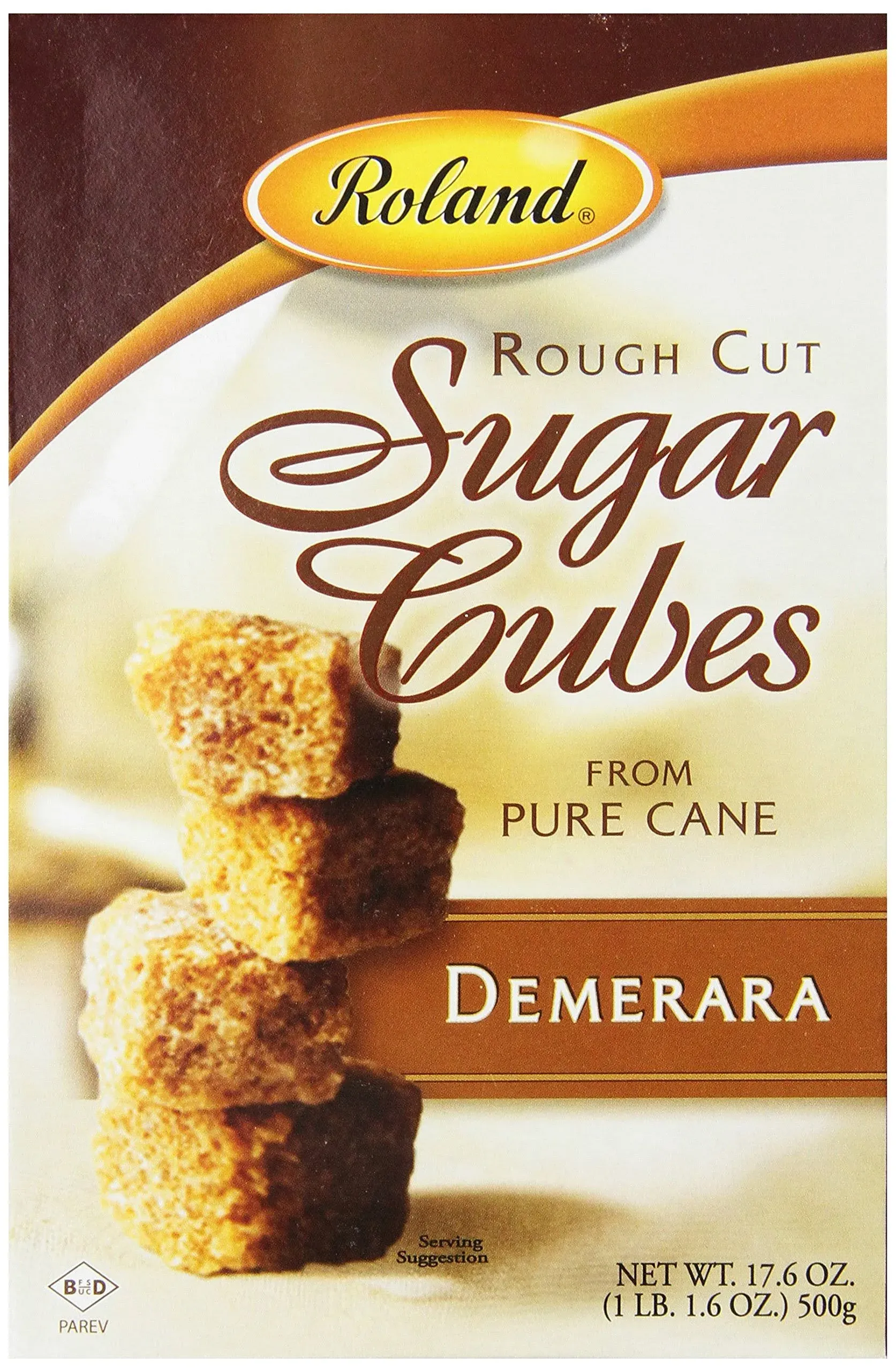 Roland Rough Cut Demerara Sugar Cubes, 17.6-Ounce Boxes (Pack of 6)