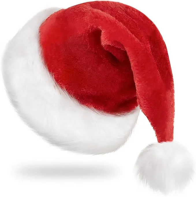 RJVW Christmas Hat,Santa Hat,Xmas Holiday Hat for Adults,Christmas New Year Classic Hat