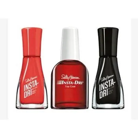 Sally Hansen Insta Dri Black, Hail Cherry and Top Coat Nail Polish Kit - Variety Pack