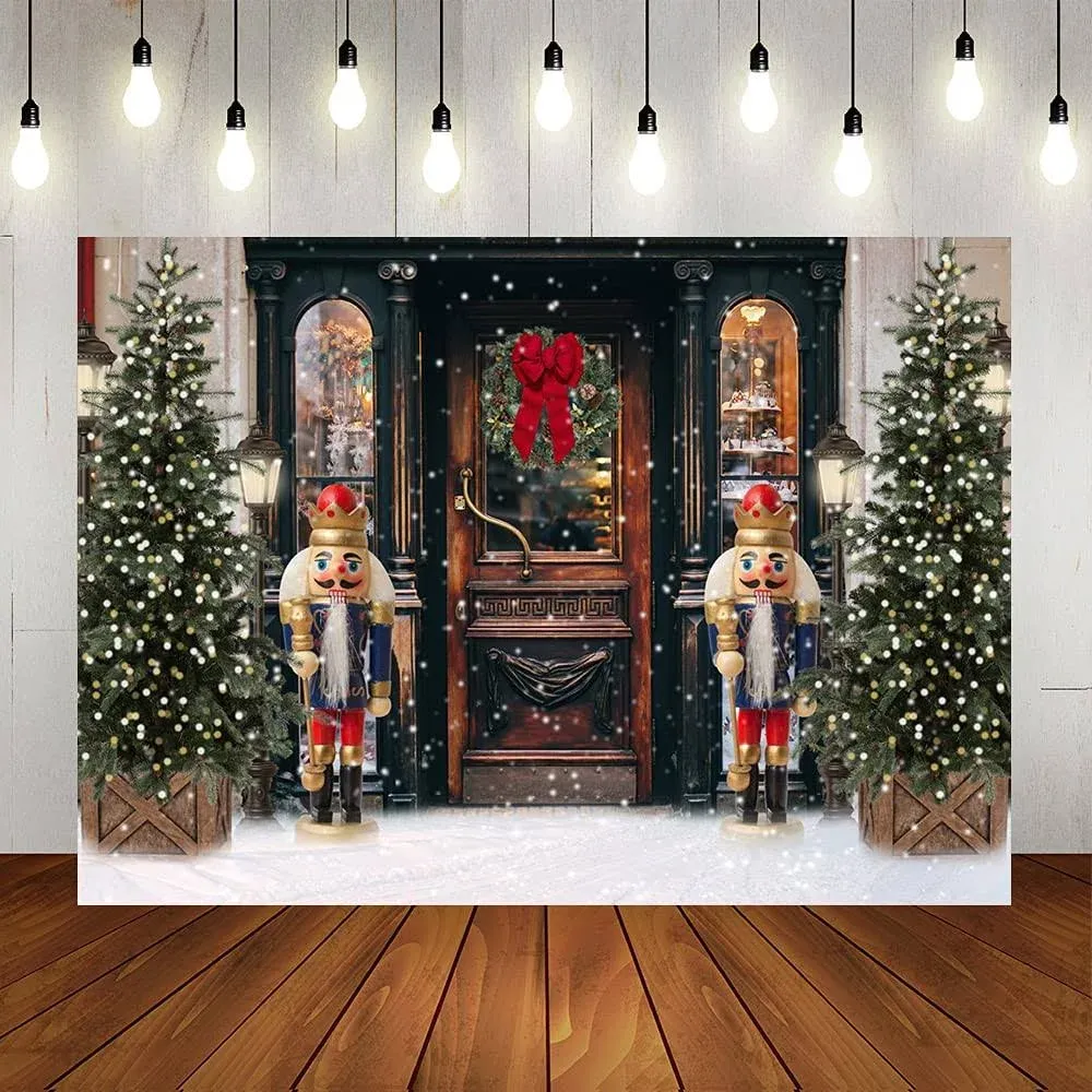 Lofaris Christmas Nutcracker Theme Party Backdrop Merry Xmas Bokeh White Snow...