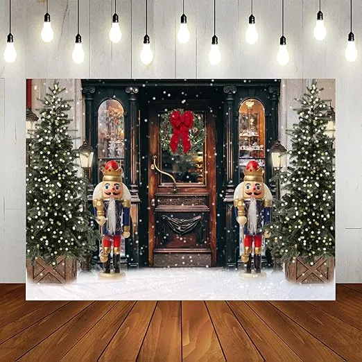 Lofaris Christmas Nutcracker Theme Party Backdrop Merry Xmas Bokeh White Snow...