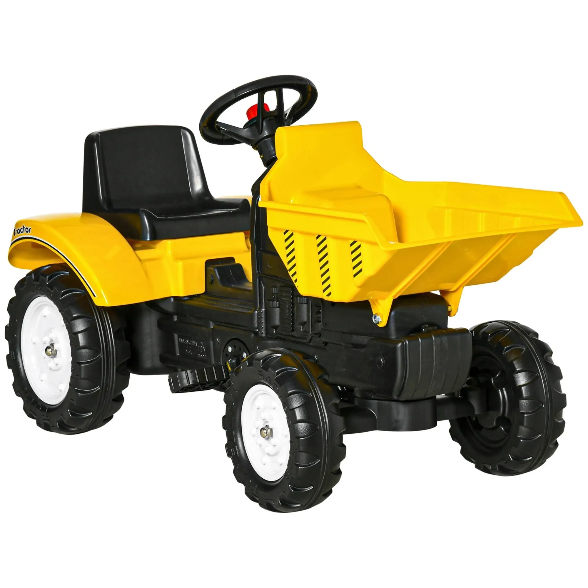 Aosom Kids No Power Ride-On Excavator with Manual Control Bucket, Yellow