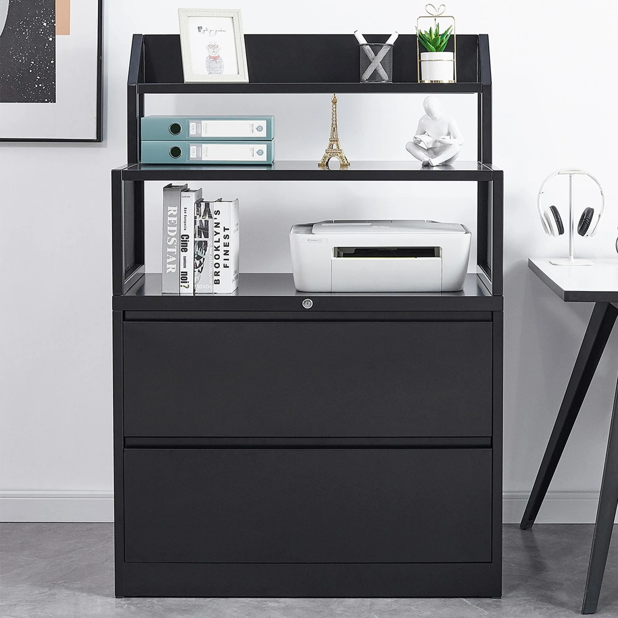 Inbox Zero 3 Drawer Metal Lateral Filing Cabinet with Lock