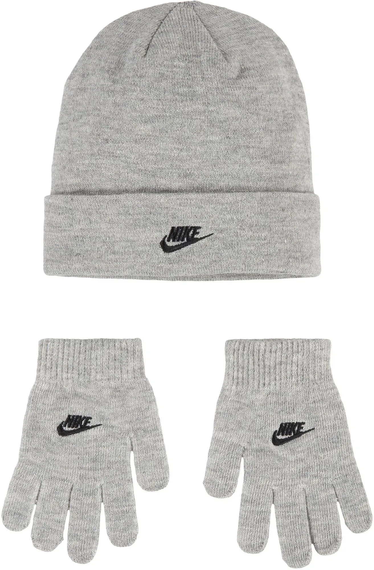 Nike Kids' Nan Futura Beanie Set, Dark Grey Heather