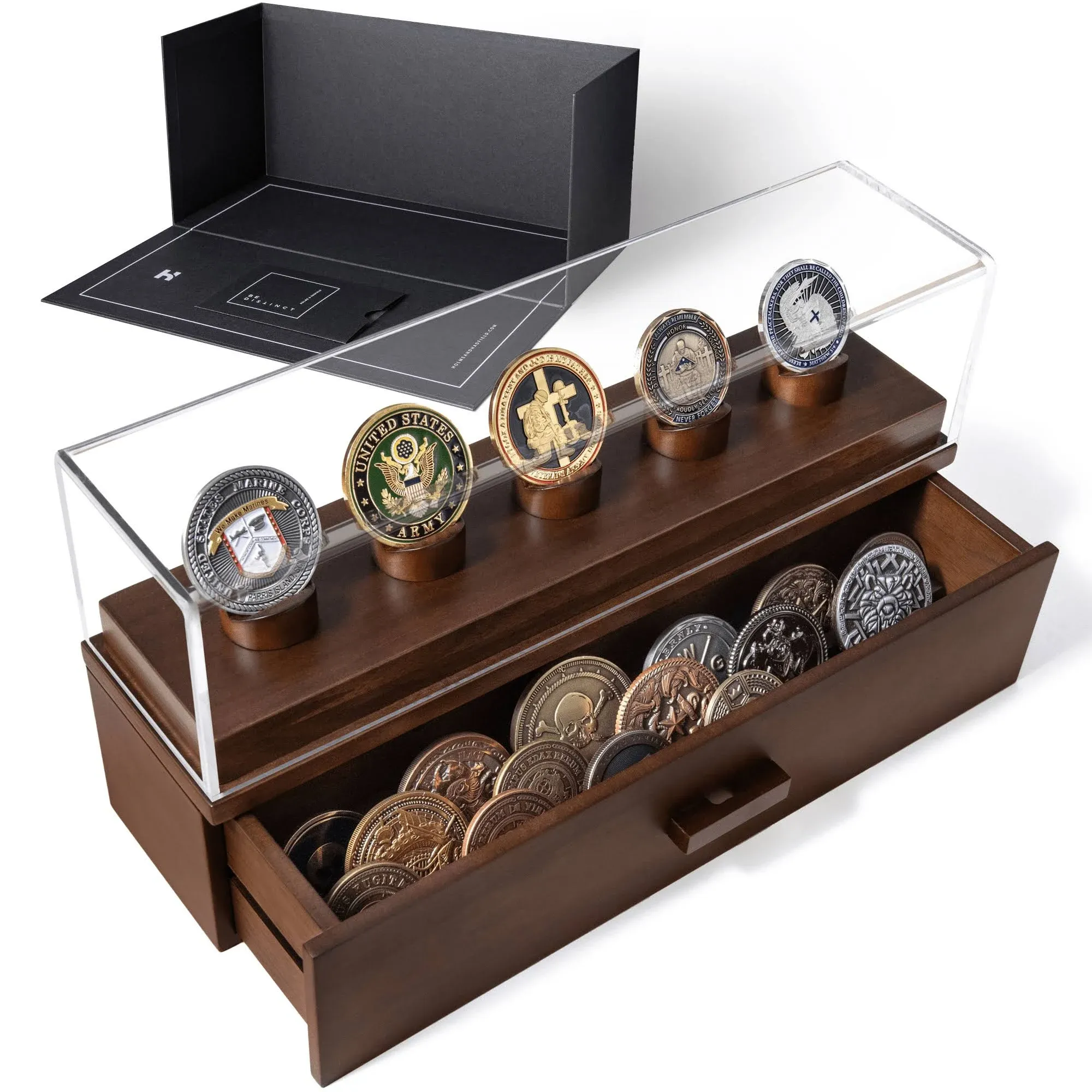 Challenge Coin Display Case – Wooden Challenge Coin Holder and Military Coin ...