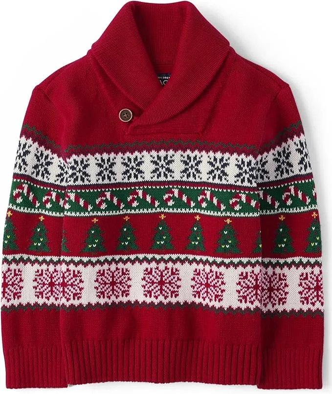 Boys Intarsia Reindeer Sweater - classicred