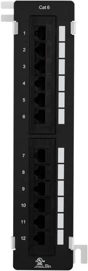 Monoprice 12-Port Vertical Cat6 Mini Patch Panel (110 Type) (568A/B)