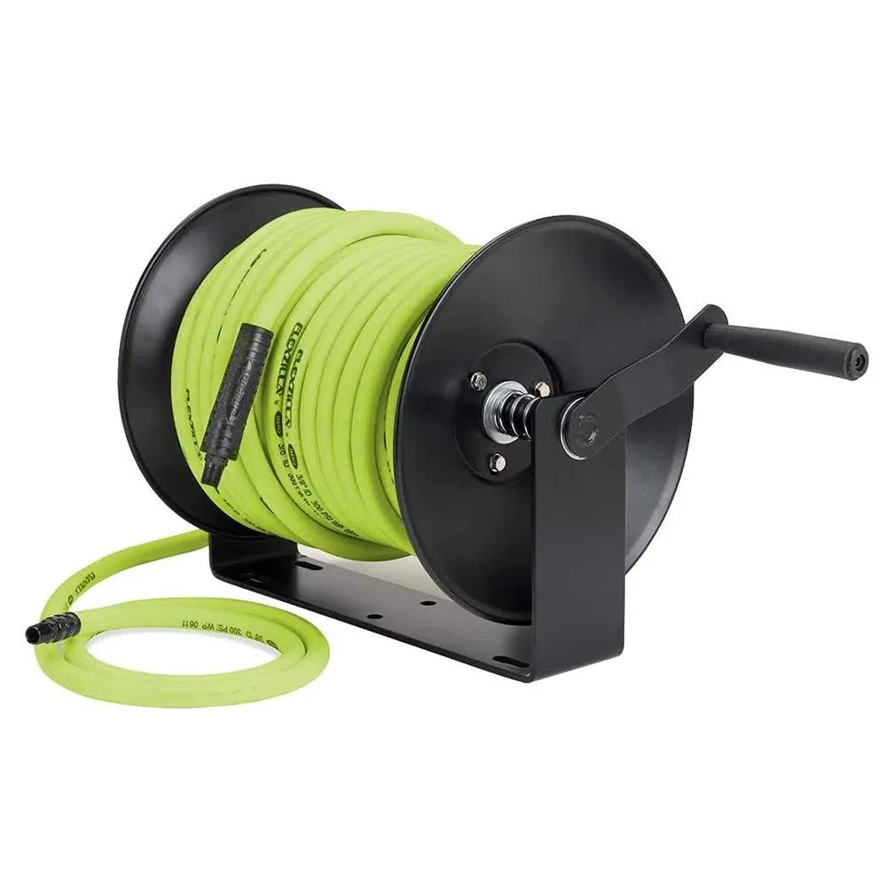 Flexzilla L8652FZ Manual Air Hose Reel Open Face Fixed Heavy-Duty 3/8" x 100'