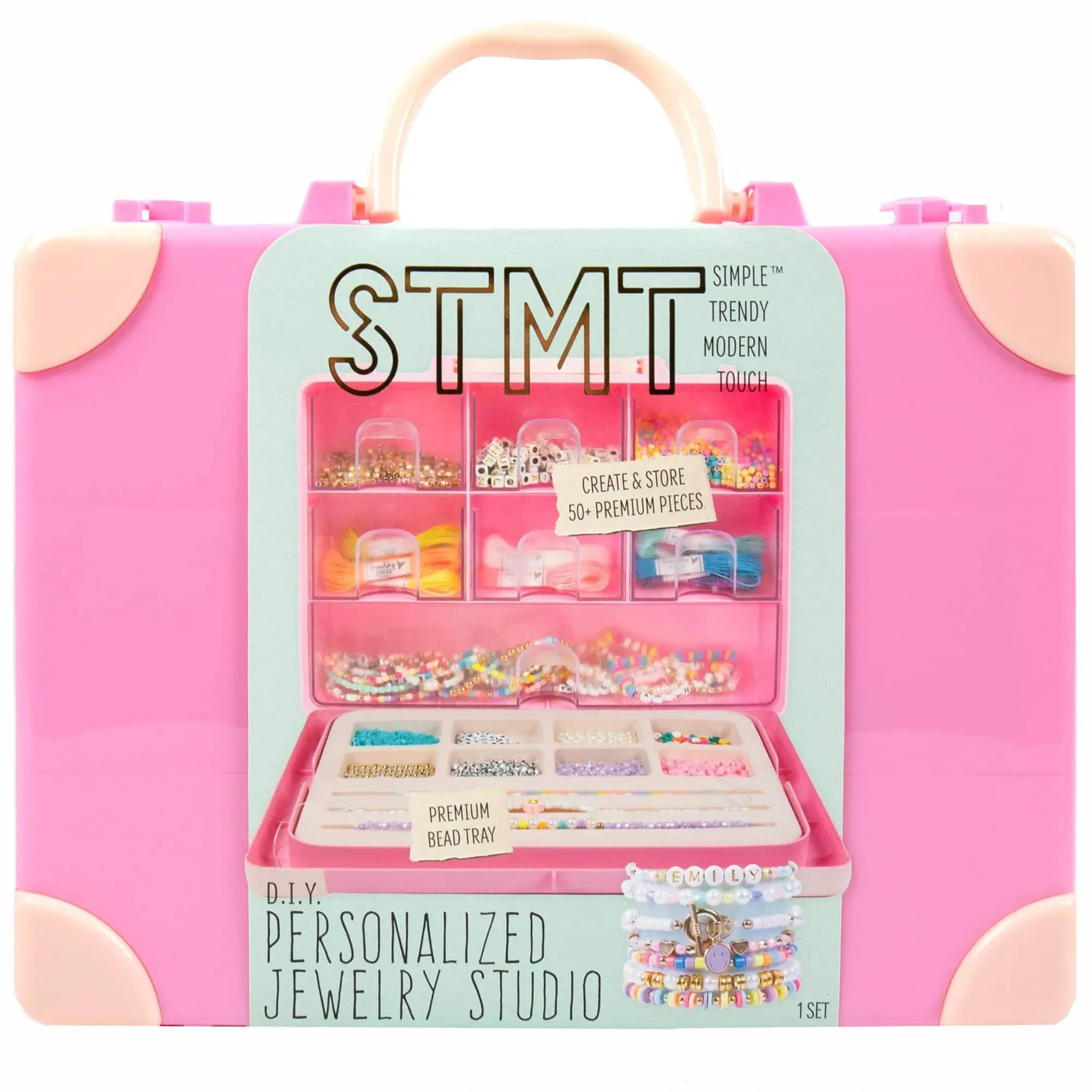 STMT Personalized Jewelry Studio, Create Over 50 Premium Pieces, Trendy Bracelet Making Kit, Includes Metal Bracelet Charms, Removable Beading Tray & Jewelry Making Supplies, Great Teen Girl Gifts