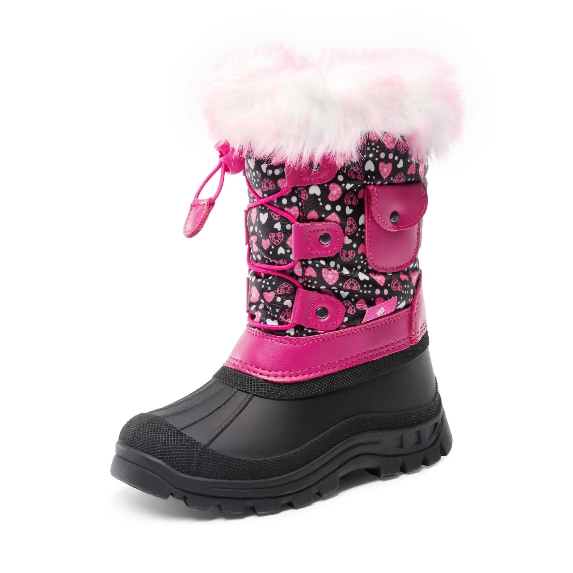 Dream Pairs Little Kid Ksnow Black Pink Isulated Waterproof Snow Boots - 12 M US Little Kid, Boys, Black/Pink, 12 Little Kid