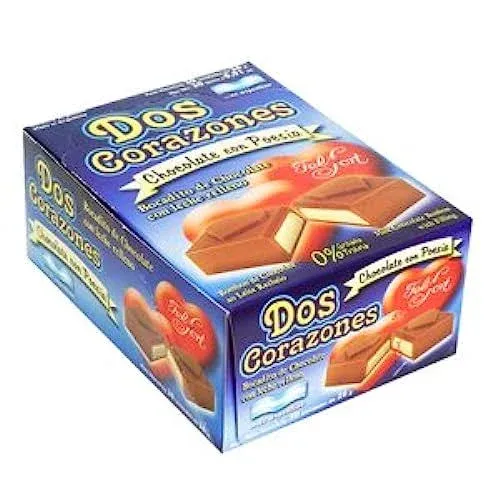 Dos Corazones Bombones Milk Chocolate Bites Filled with Vanilla Cream by Felfort, 26 G / 0.9 oz (Box of 20)