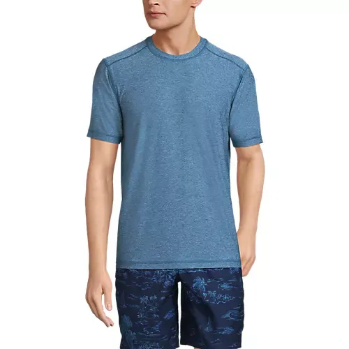 Lands' End Men's Short Sleeve Swim Tee Rash Guard