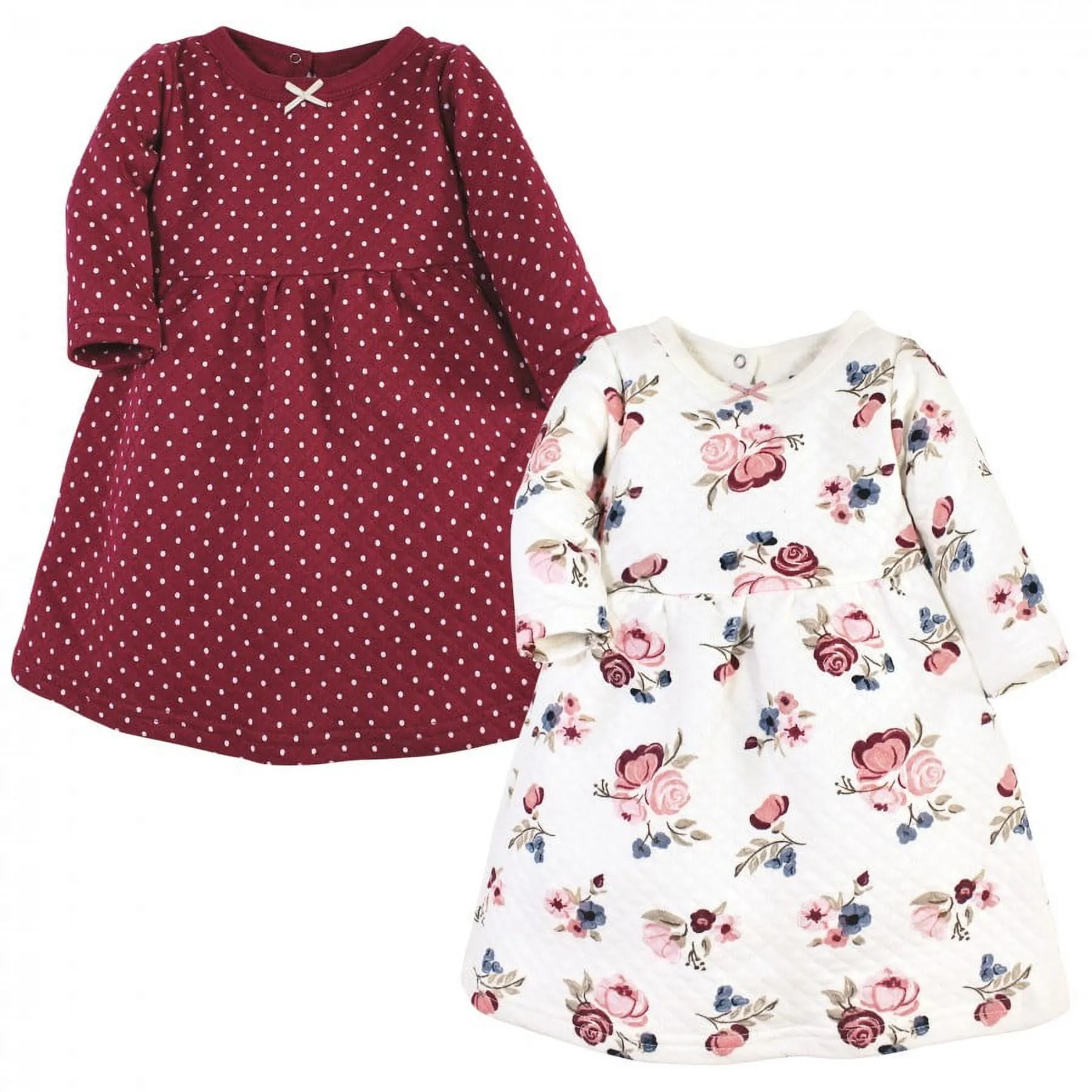 Hudson Baby Infant and Toddler Girl Cotton Dresses, Dusty Rose Floral, 2 Toddler