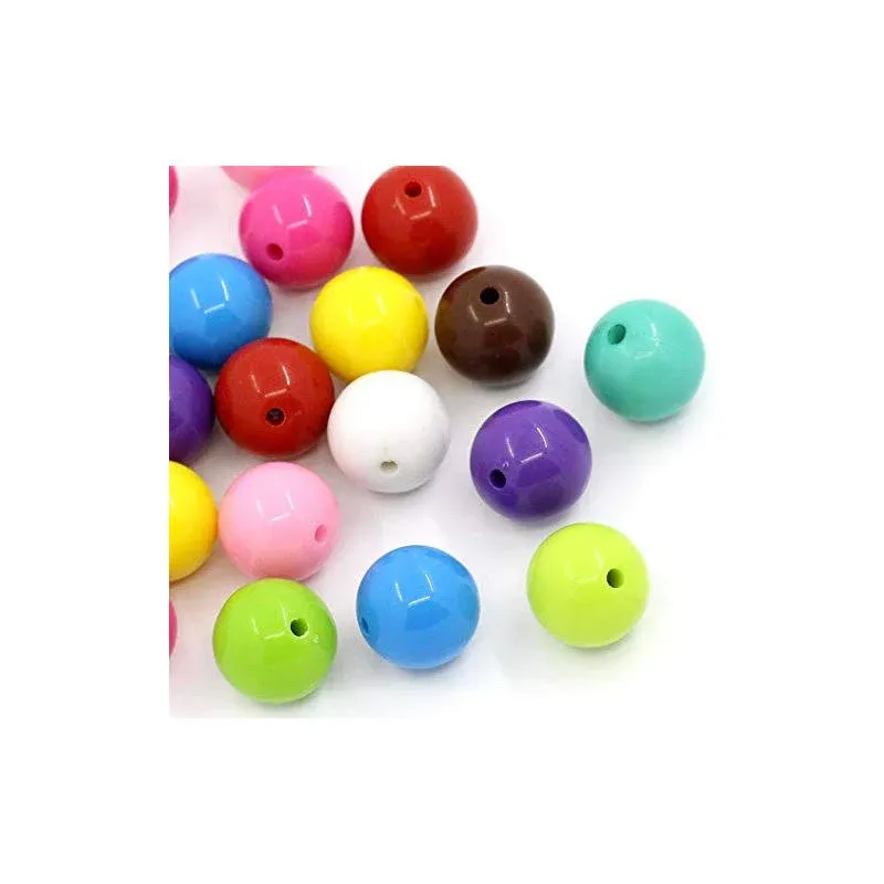 150 Round Multicolor Acrylic Beads 16mm Diameter with 2.3mm 16mm, 