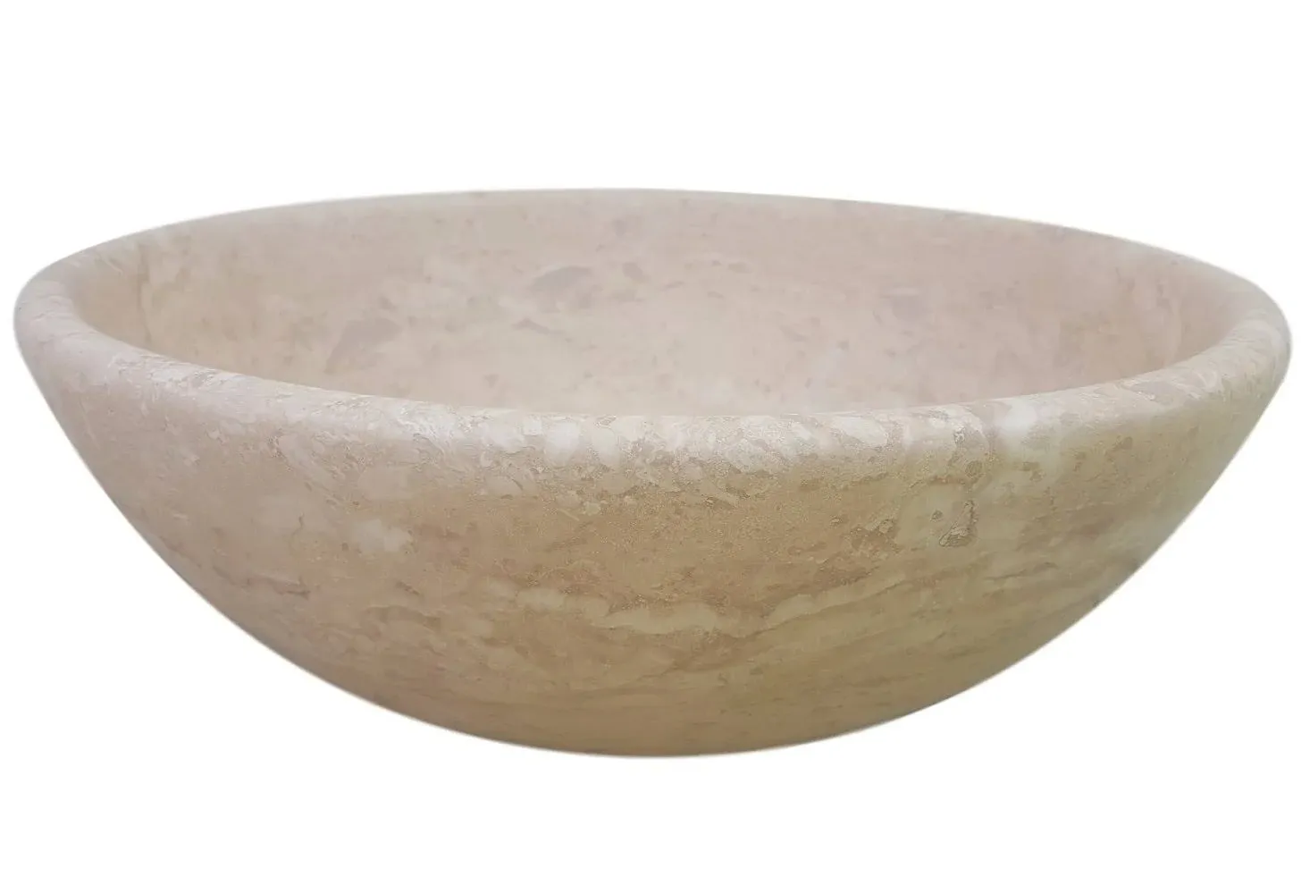 TashMart Round Natural Stone Vessel Sink in Beige, Cream Beige