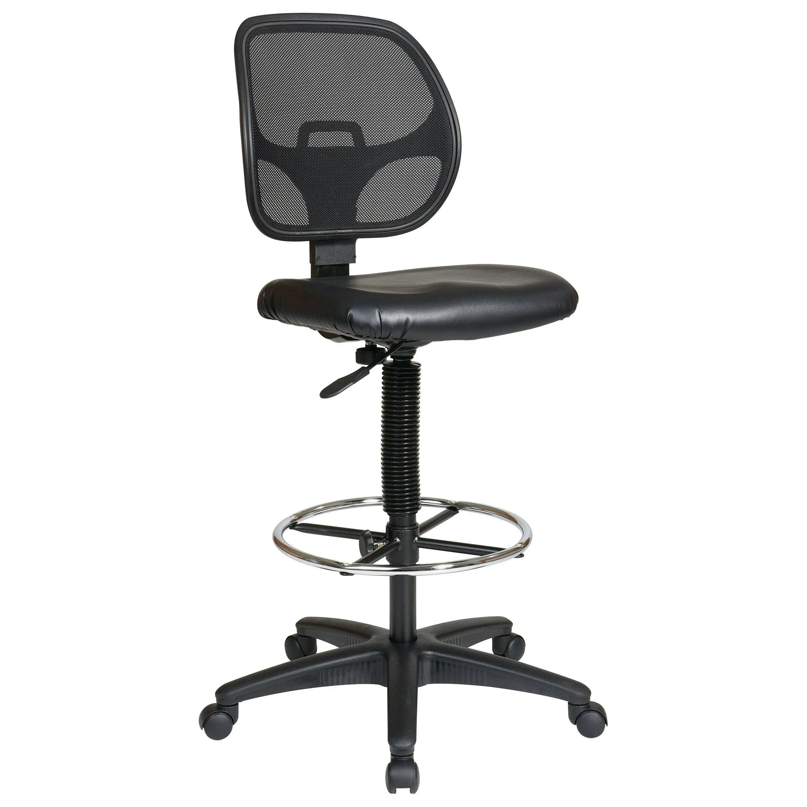 Office Star Deluxe Ergonomic Chair Black Vinyl 28? W x 22.75? D x 41-52? H