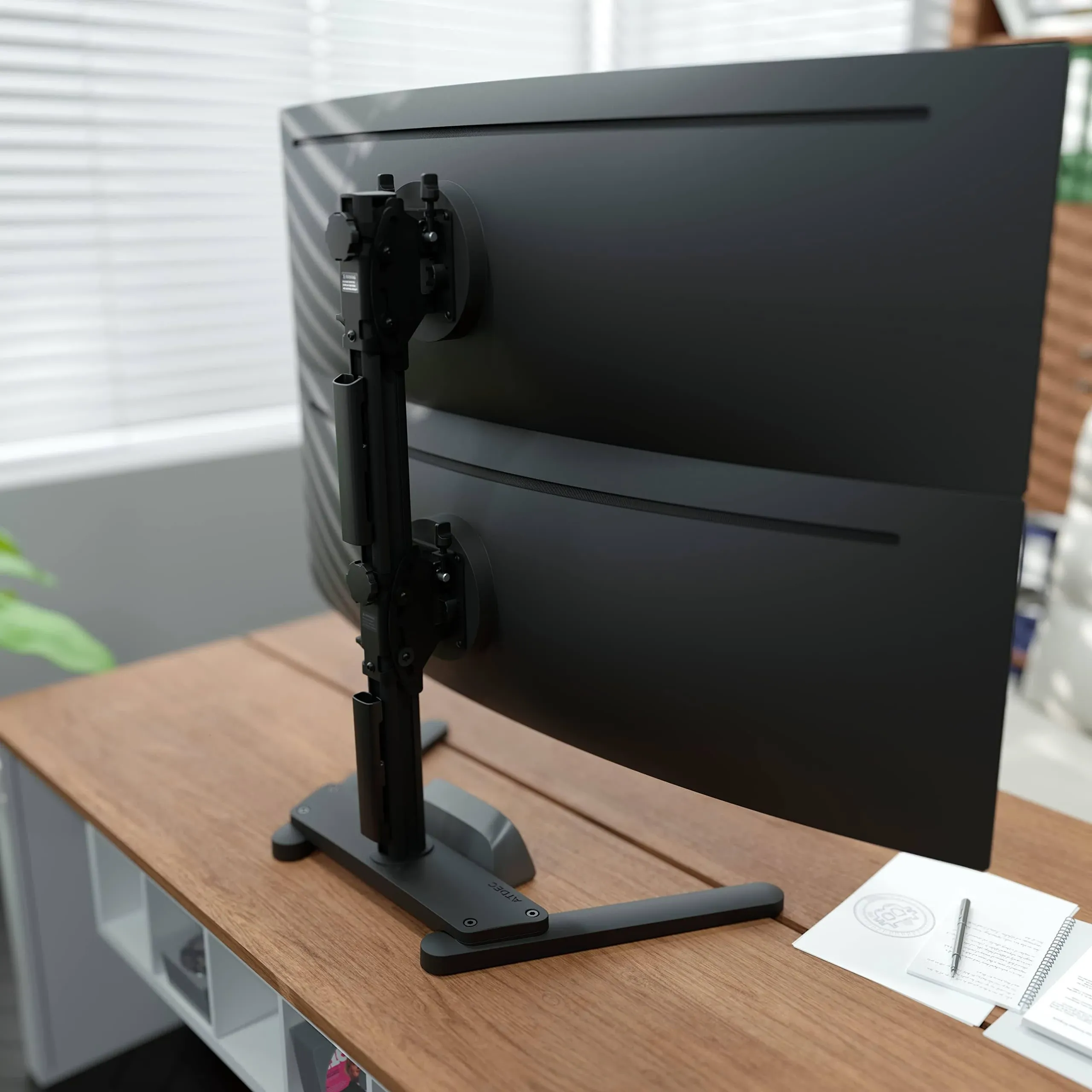 Atdec Freestanding Heavy Duty Dual Vertical Monitor Mount