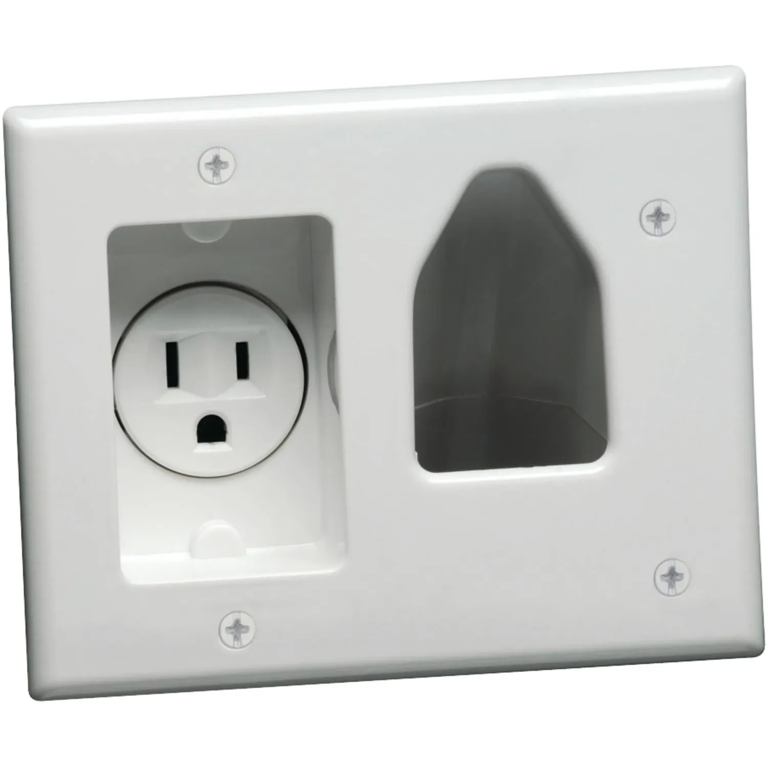 Cable Plate Power Socket Wall Mount Recessed Low Voltage White