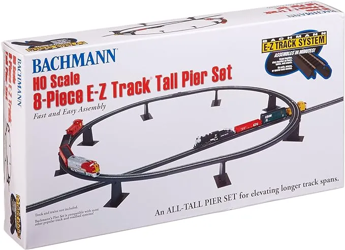 Bachmann Trains 8 PC. E-Z TRACK TALL PIER SET - HO Scale