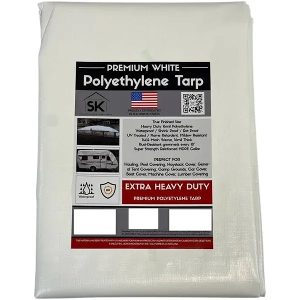 20' X 30' WHITE PREMIUM 16 MIL EXTREME DUTY POLY TARP TRUE FINISHED SIZE  | eBay