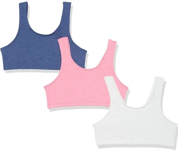 Fruit of the Loom Girls Pull Over Built Up Strap Cotton Sport Bra