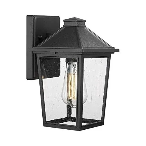 Outdoor Wall Sconce Exterior Wall Lantern, Porch Lights Outdoor Wall with Seeded Glass Shade, Waterproof for Doorway, Hallway, Garage, Matte Black Finish, 5HX64B BK