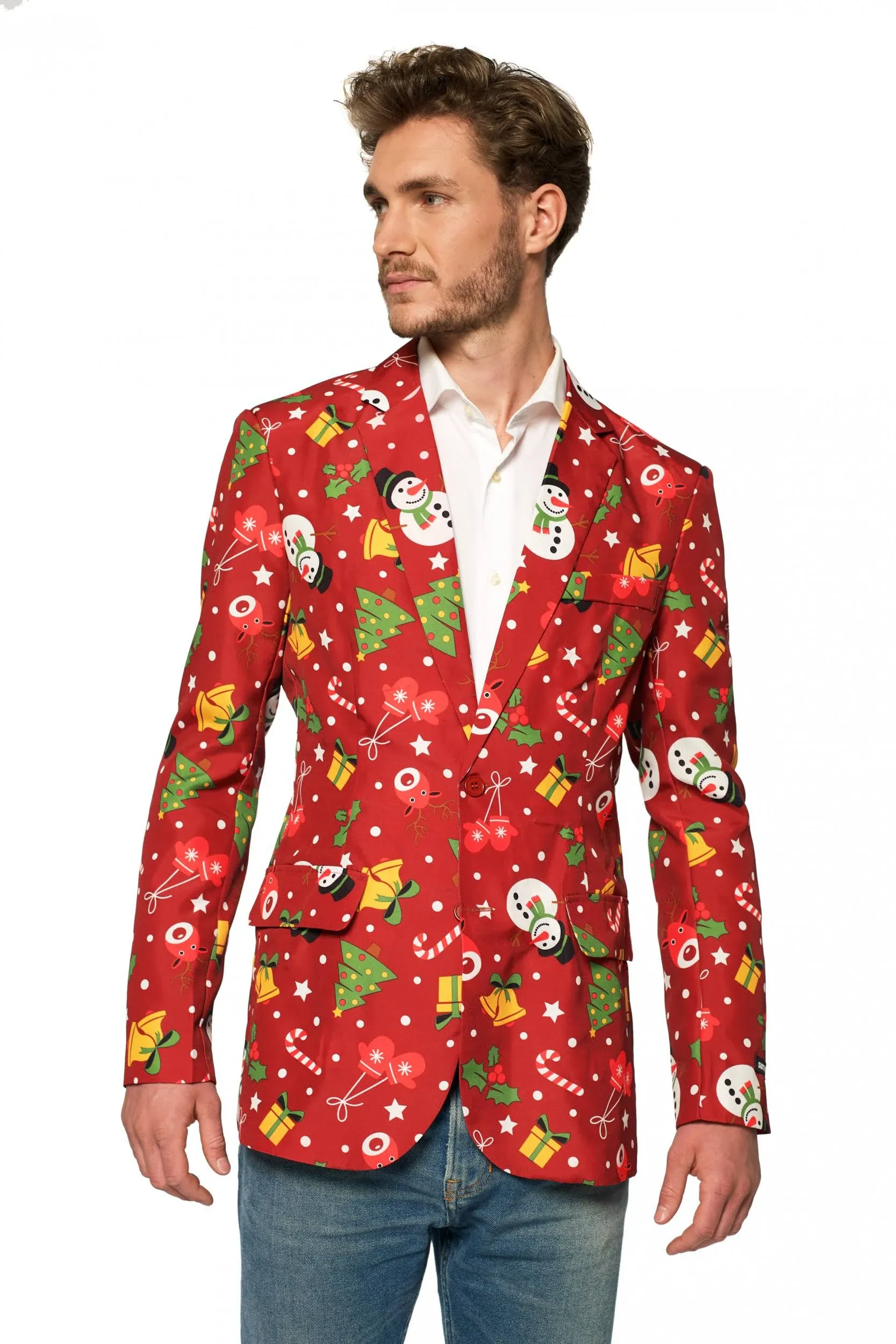 Suitmeister Men's Christmas Red Icons Light Up Blazer