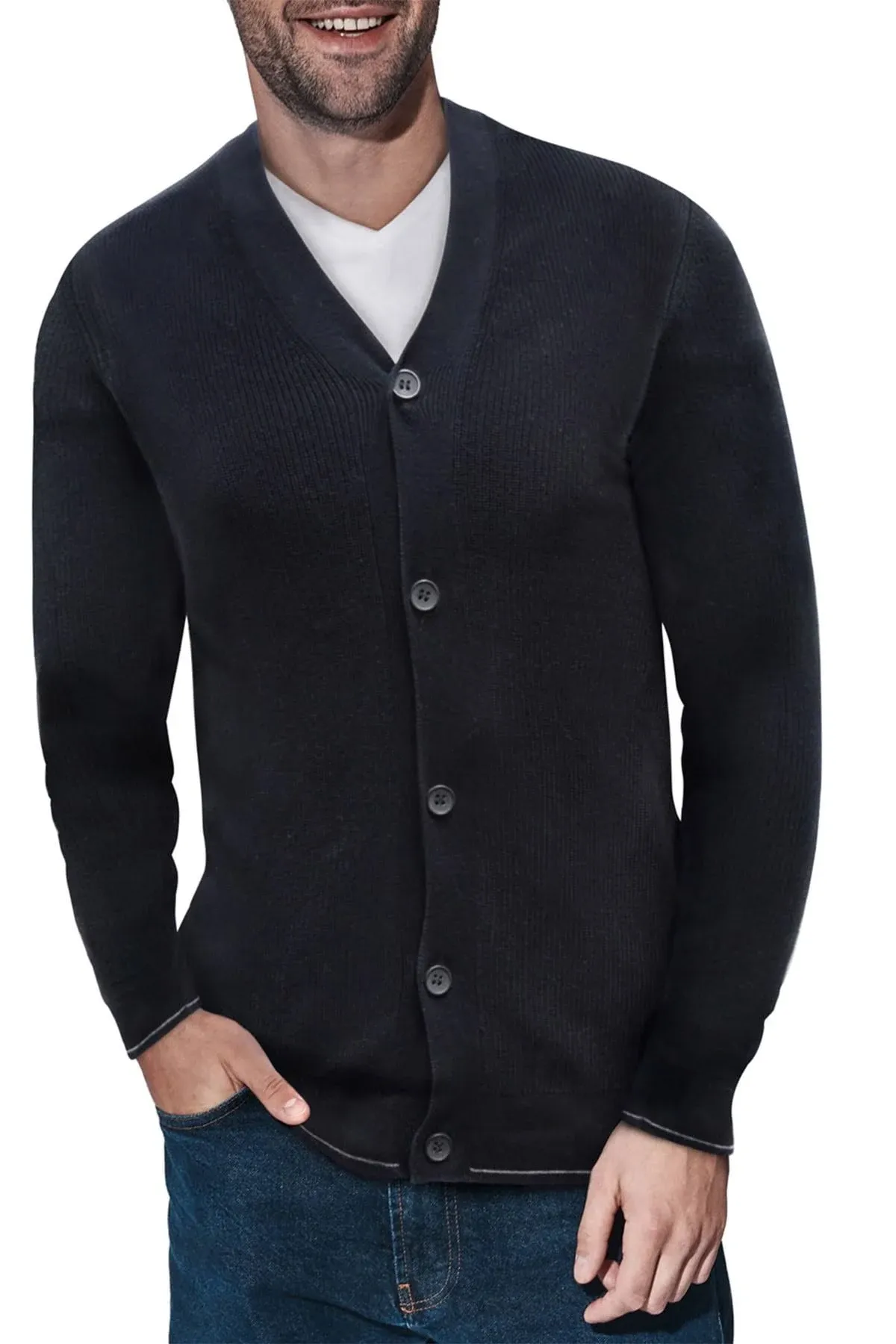 Men's Xray Basic Cardigan Sweater, Size: Large, Black