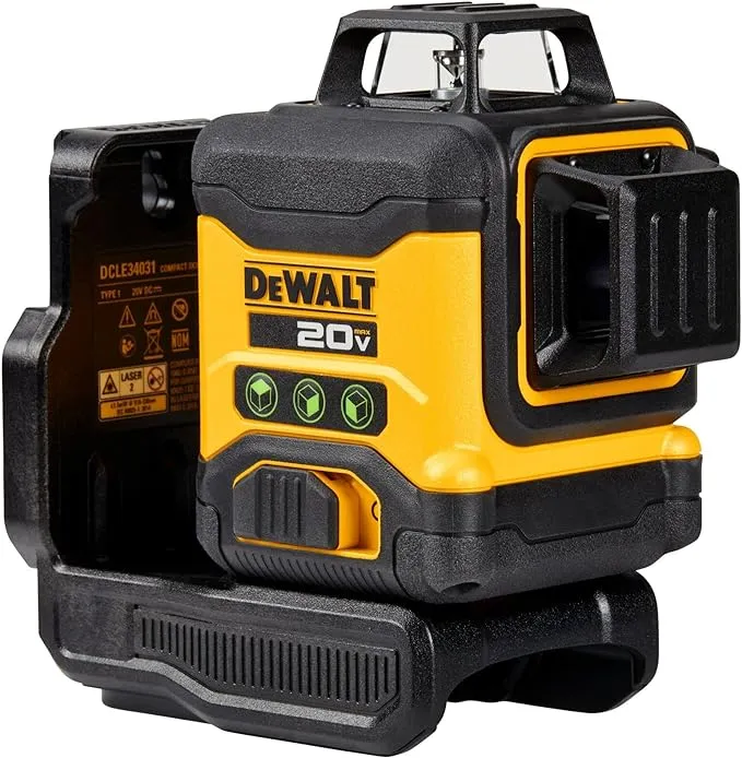 DEWALT 20V MAX Laser Level, Cross Line Laser, 3X360, Green, Bare Tool Only (DCLE34031B),Black