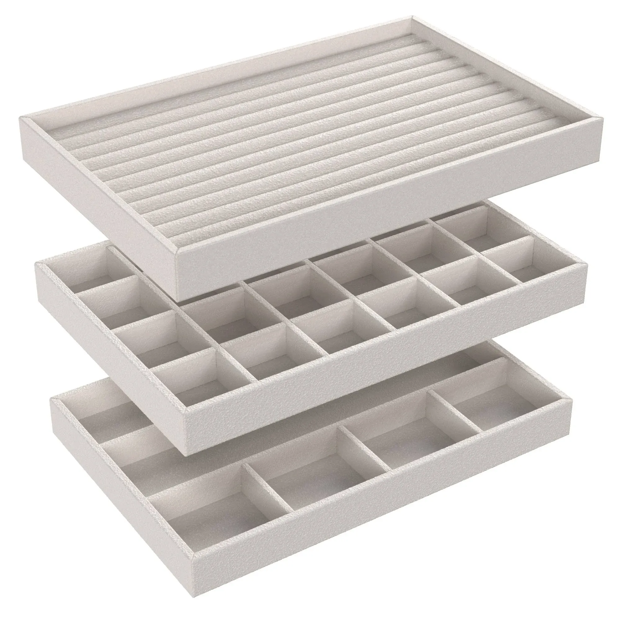 ClosetMaid Gray Velvet 3-Piece Jewelry Tray Set