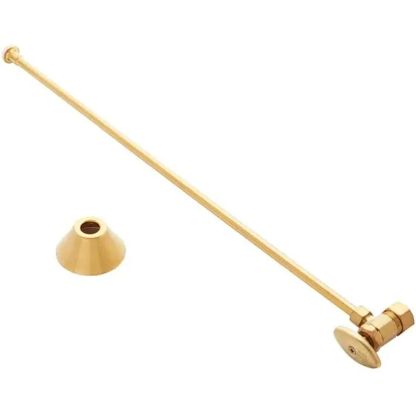 Signature Hardware 948024 Toilet Supply Kit with 5/8" OD x 3/8" OD Angle Stop Brushed Gold Accessory Water Supply Lines Closet Supply