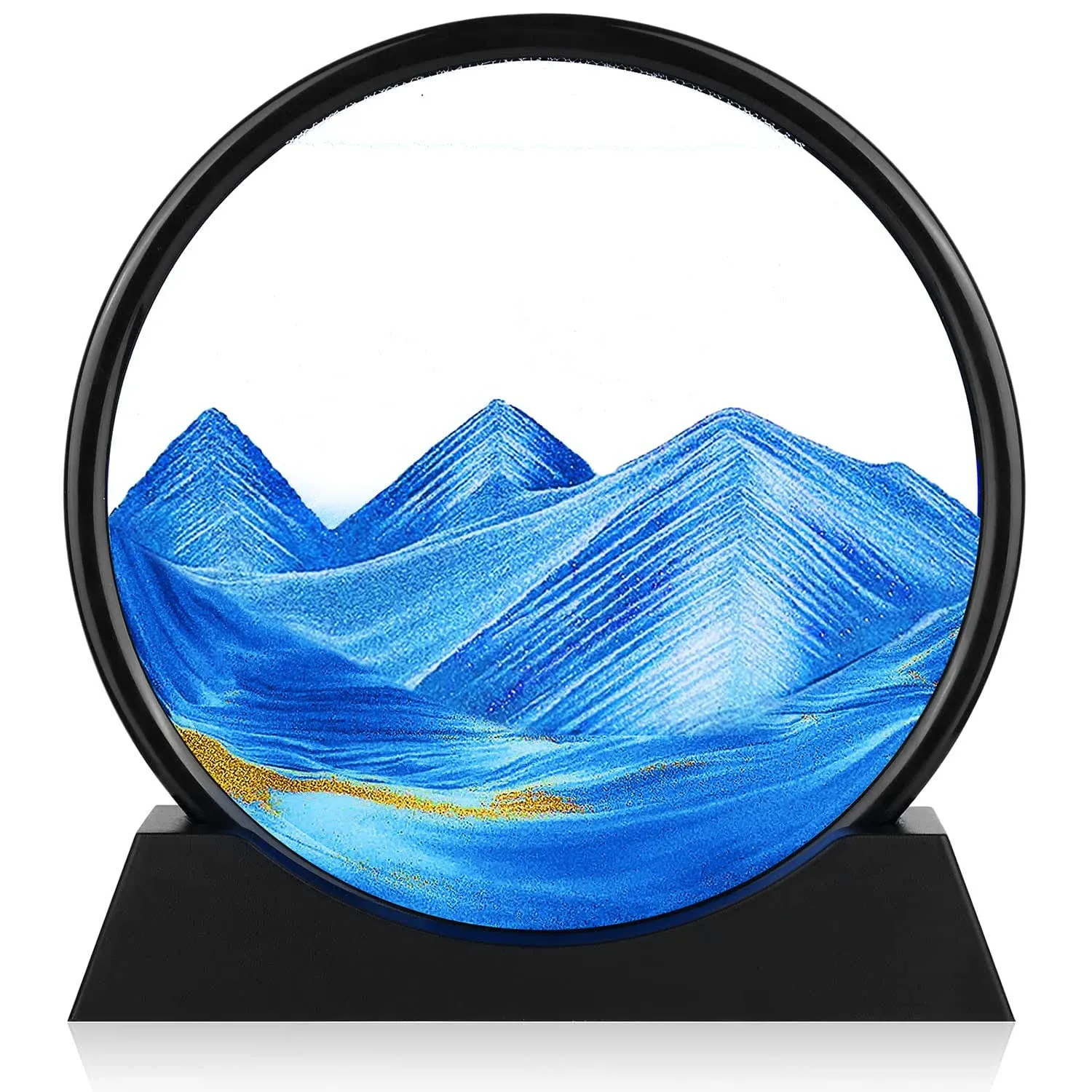 Moving Sand Art Picture - 3D Quicksand Painting Decor - Round Glass 3D Deep Sea ...