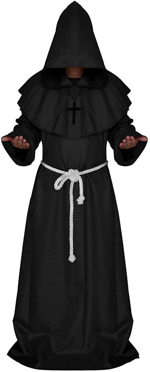 Medieval Hooded Monk Renaissance Priest Robe