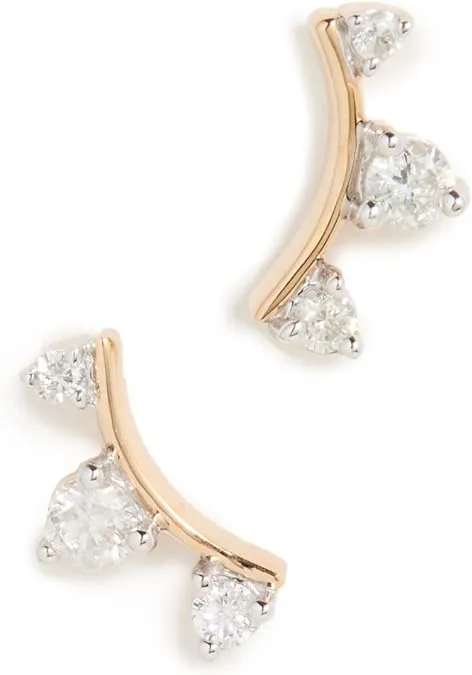 Adina Reyter 14K Yellow Gold Diamond Amigos Curved Triple Diamond Stud Earrings Jewelry & Accessories - Bloomingdale's