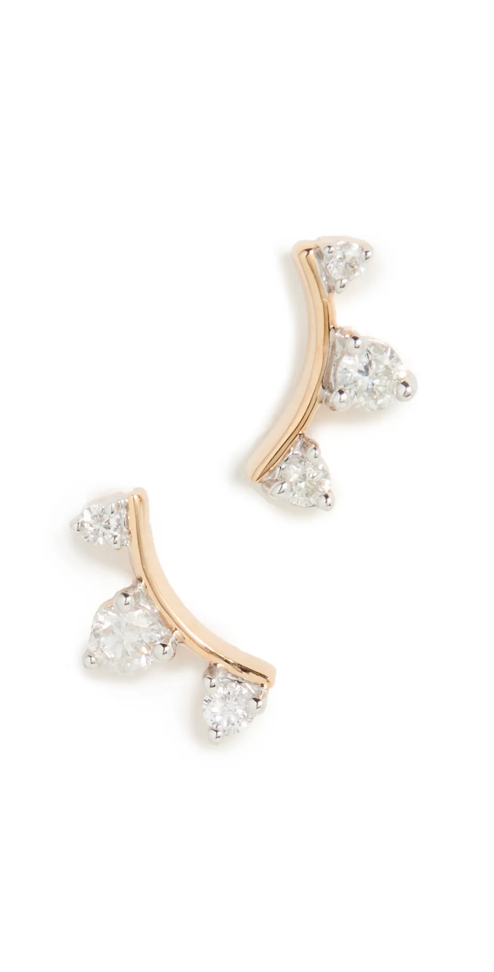 Adina Reyter 14k Gold Three Diamond Amigos Curve Post Earrings