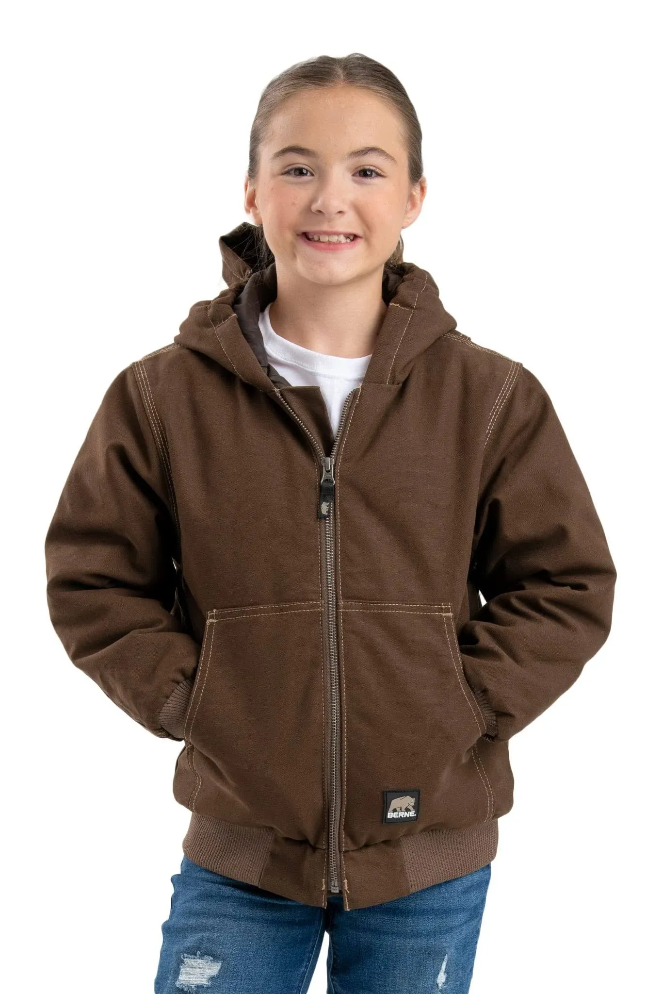 Berne Youth Highland Softstone Duck Hooded Jacket