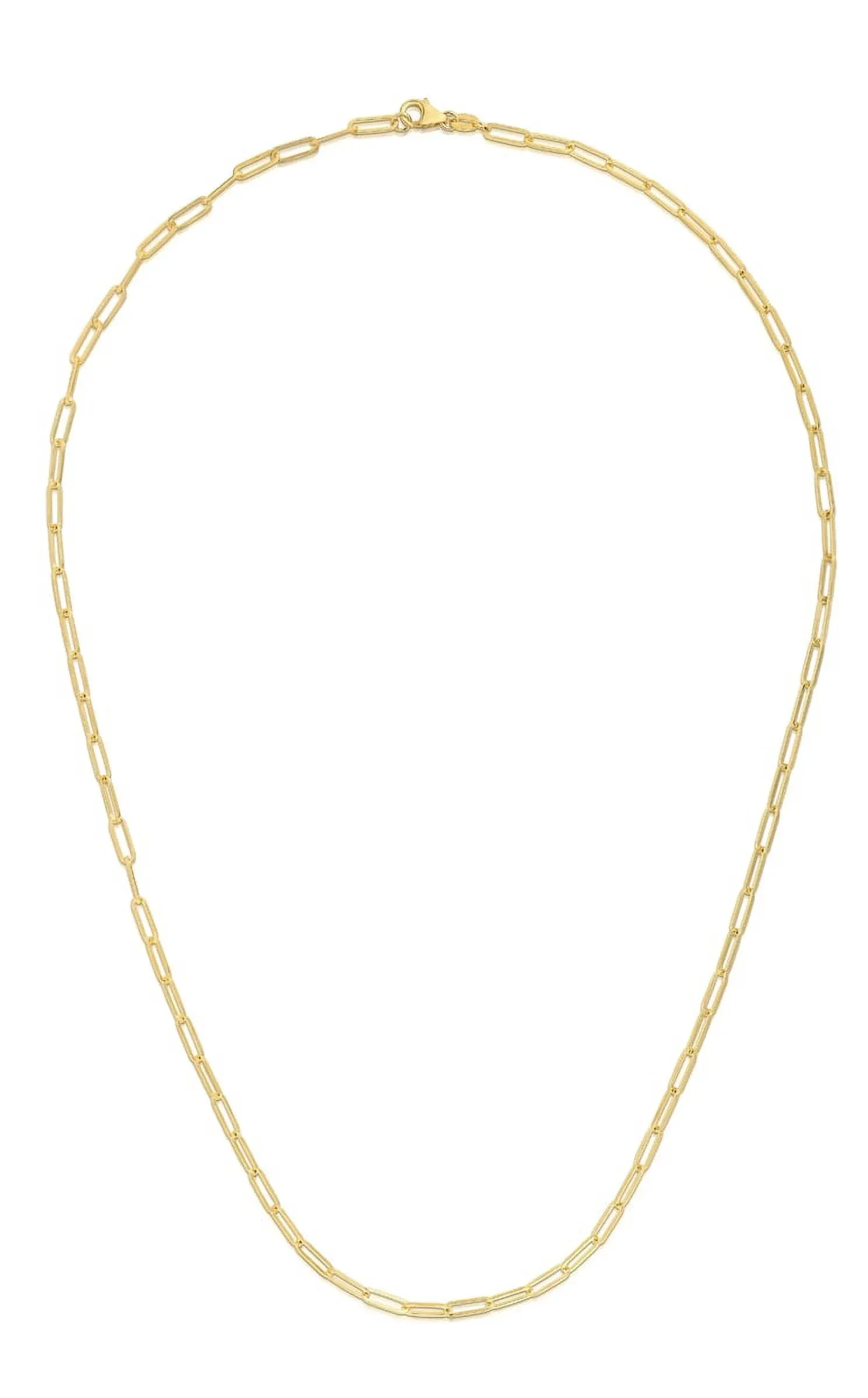 10k Yellow Gold 2.5 mm Paperclip Link Chain Necklace for Women (16, 18, 20, 24, 30 or 36 inch)