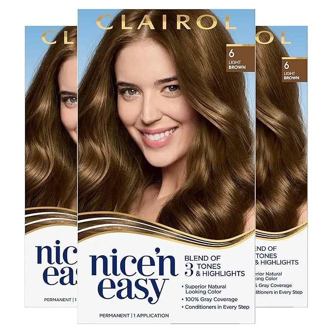 Clairol Nice'n Easy Permanent Hair Dye, 4W Dark Mocha Brown Hair Color, Pack of 3