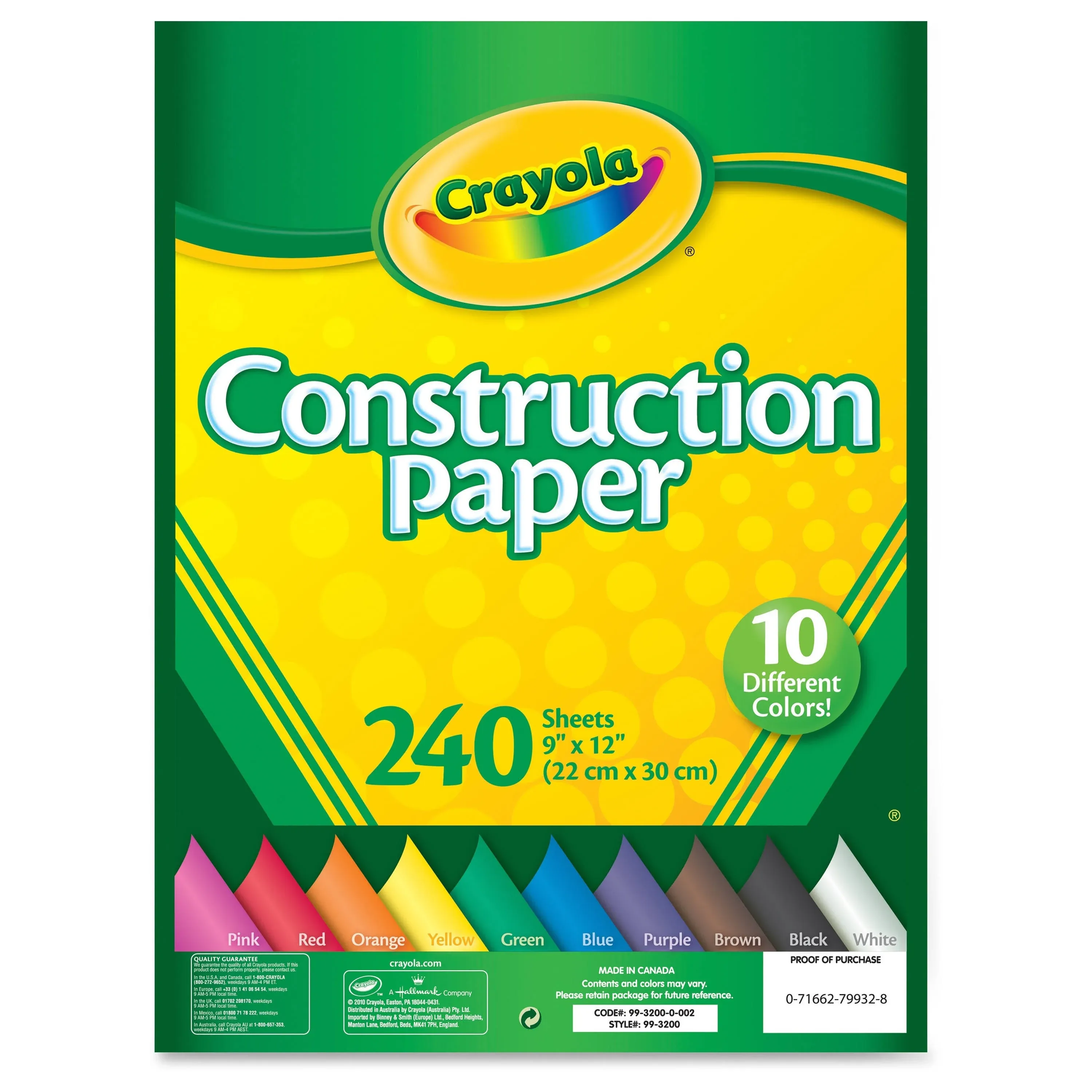 Crayola Construction Paper 240 Sheets 12 Different Colors New