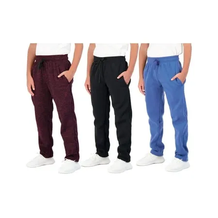 Real Essentials 3 Pack: Boys' Tech Fleece Open Bottom Sweatpants with Pockets