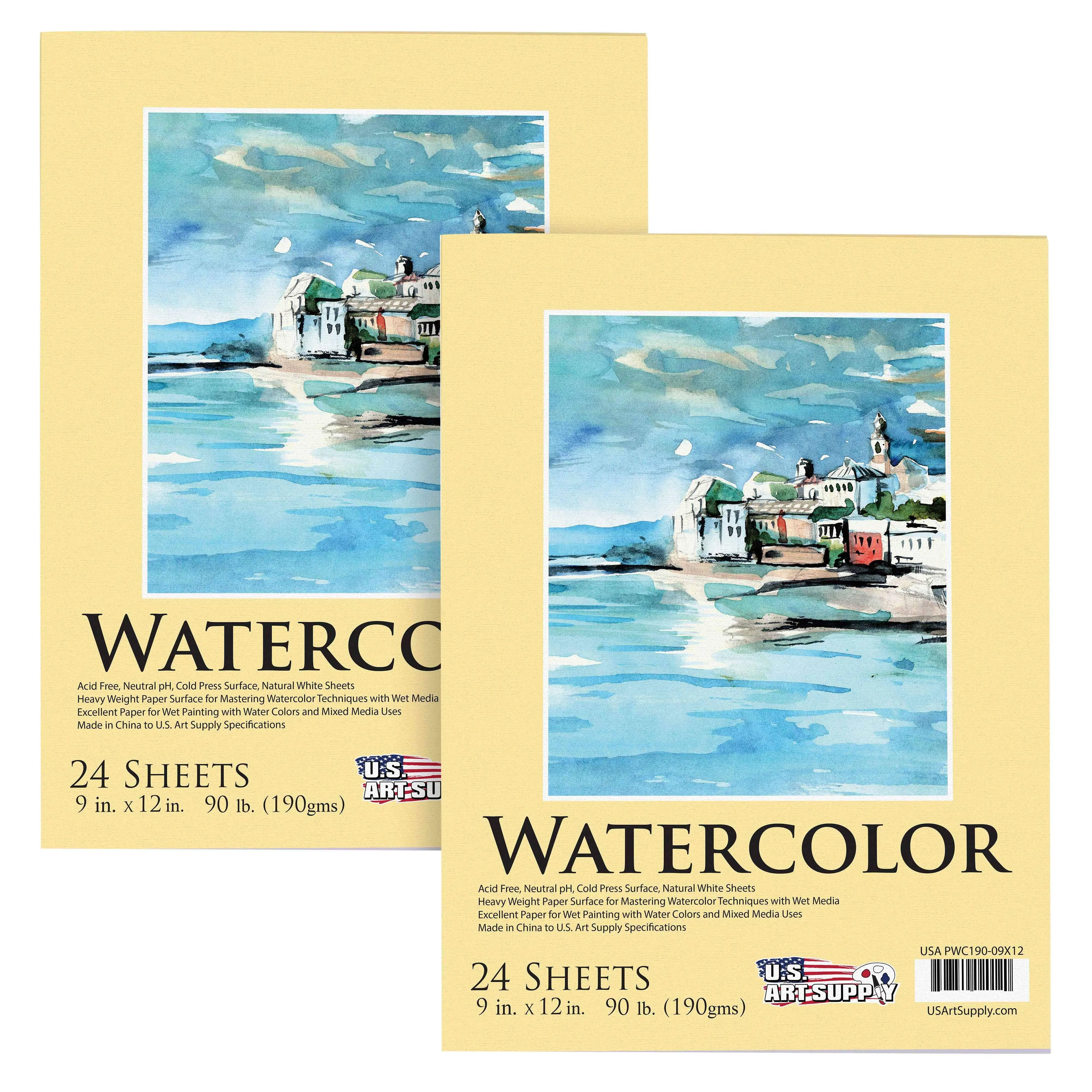 U.S. Art Supply 9&#034; X 12&#034; Watercolor 24 Sheet Pad New Sealed