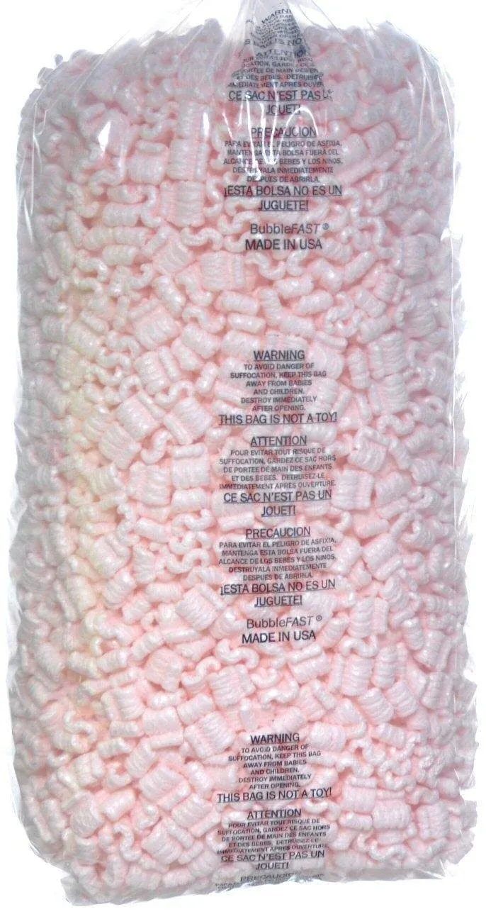 Bubblefast! Brand 7 cu ft (45 gallons) Pink Anti Static Packing Peanuts Popcorn made from 100% Recycled Material- (Two 3.5 cu ft Bags)