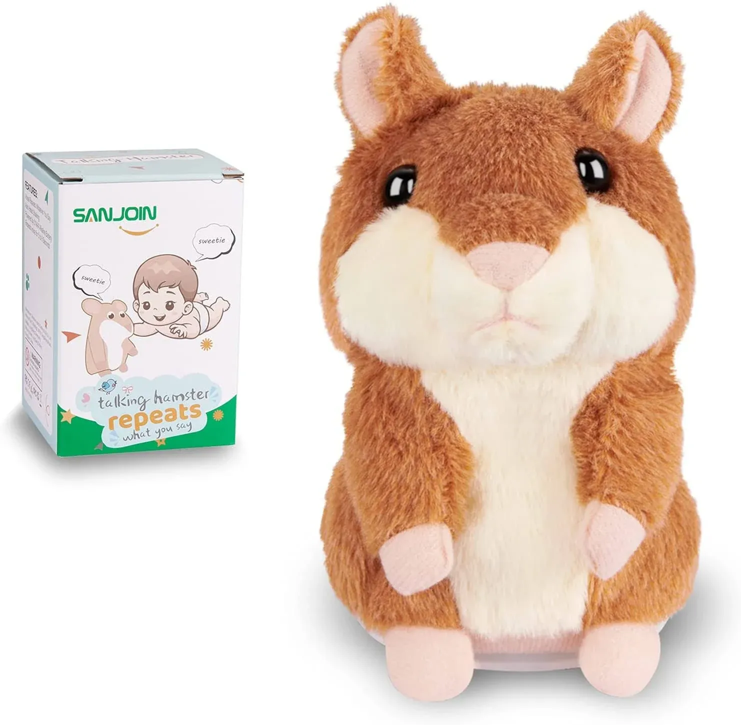 Talking Hamster Plush Kids Stuffed Toy Repeats What You Say Record Interactive