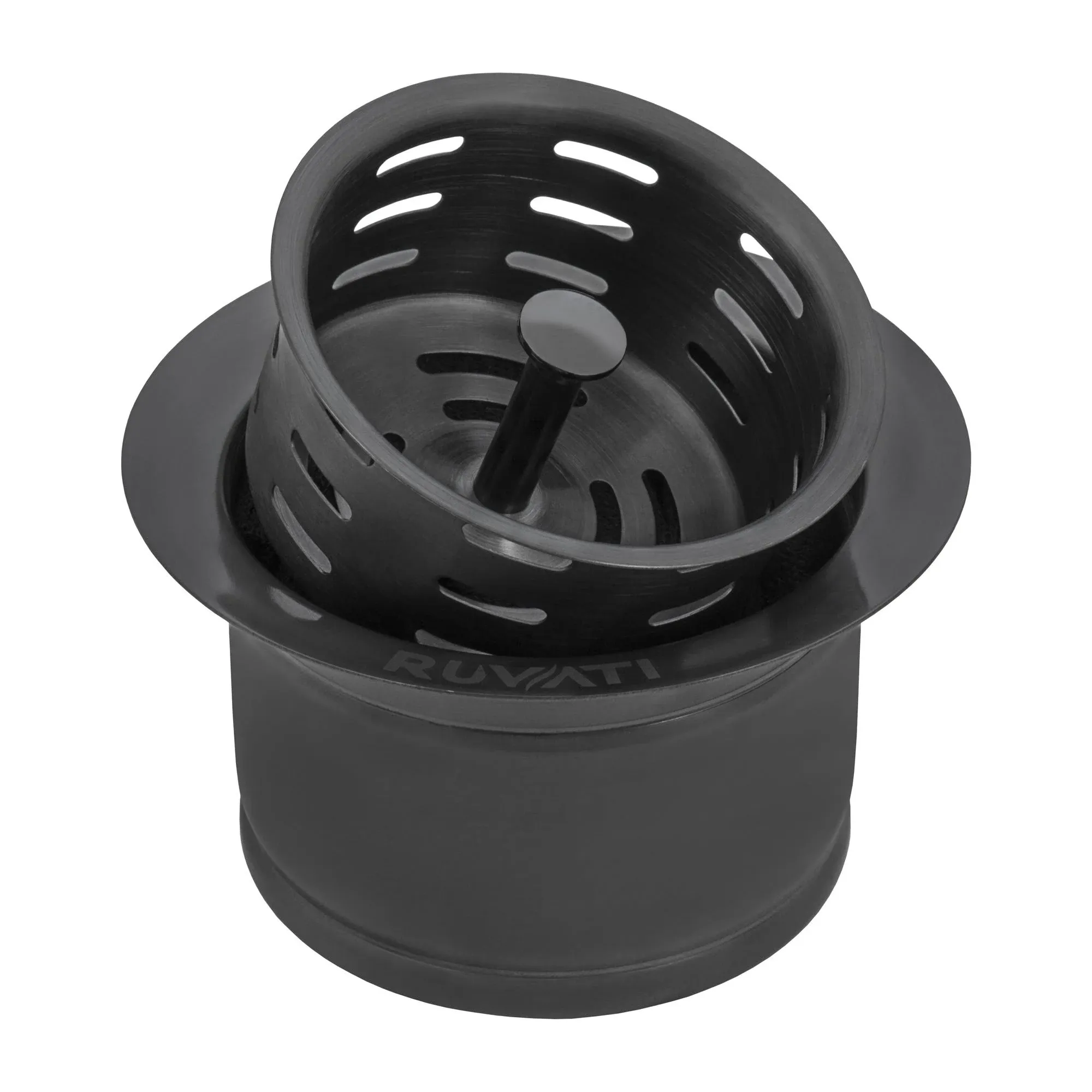 Ruvati Extended Garbage Disposal Flange with Deep Basket Strainer - Gunmetal ...