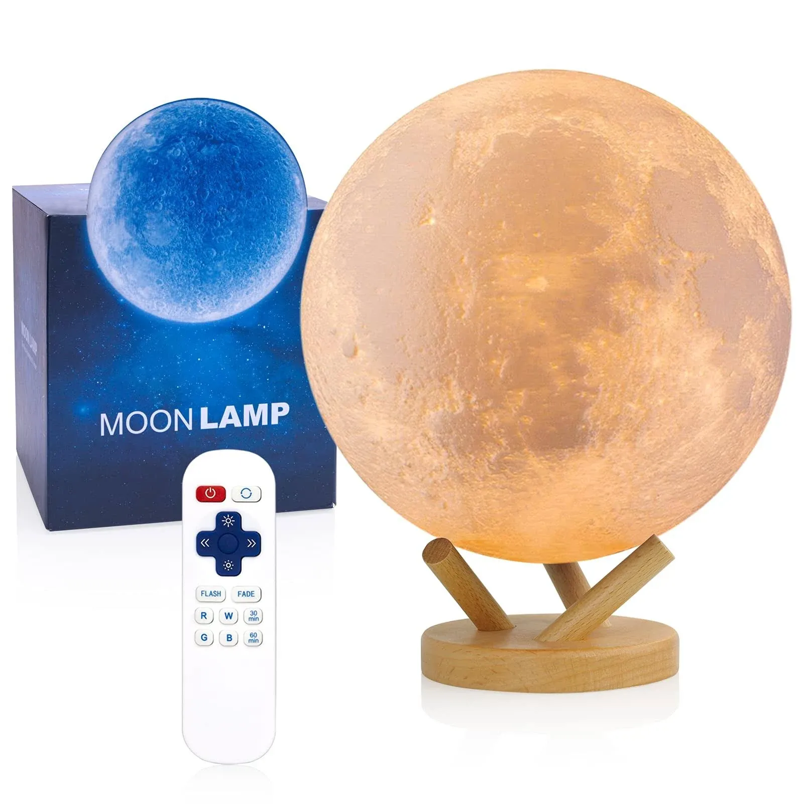 LOGROTATE Sliding Control Moon Lamp, Moon Light, 18 Colors Moon Night Lamp with Unique Stand, Remote&Sliding Control, Timing, USB Rechargeable, Gifts for Kid Friend Lover(9.5 inch)