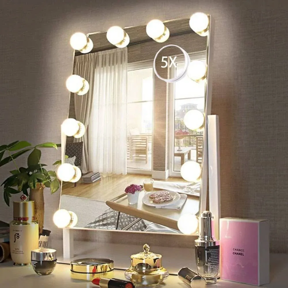 Hollywood Vanity Mirror with 12 Dimmable Bulbs Lights , Three Color Lighting ...